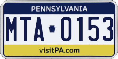 PA license plate MTA0153