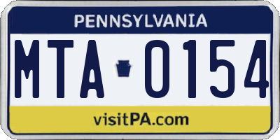 PA license plate MTA0154