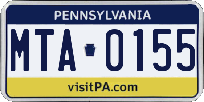 PA license plate MTA0155