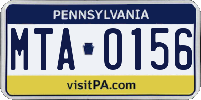 PA license plate MTA0156