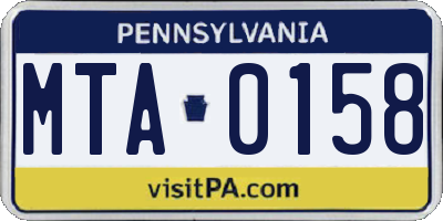 PA license plate MTA0158