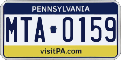 PA license plate MTA0159