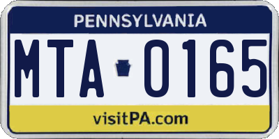 PA license plate MTA0165