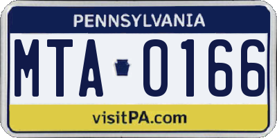 PA license plate MTA0166