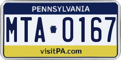 PA license plate MTA0167