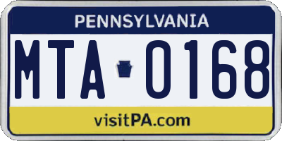 PA license plate MTA0168