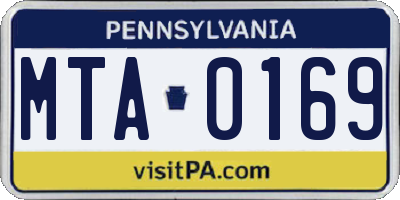 PA license plate MTA0169