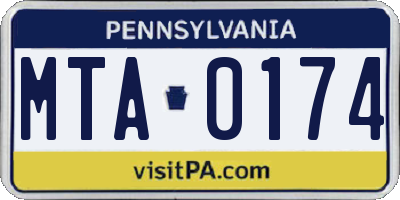 PA license plate MTA0174