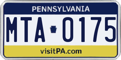 PA license plate MTA0175