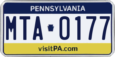 PA license plate MTA0177