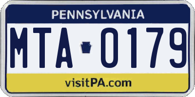 PA license plate MTA0179