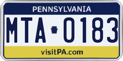 PA license plate MTA0183