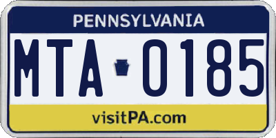 PA license plate MTA0185