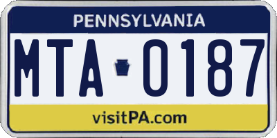 PA license plate MTA0187