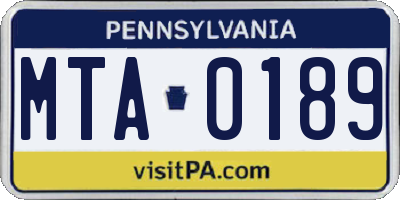 PA license plate MTA0189