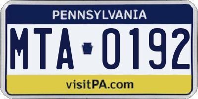 PA license plate MTA0192