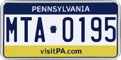 PA license plate MTA0195