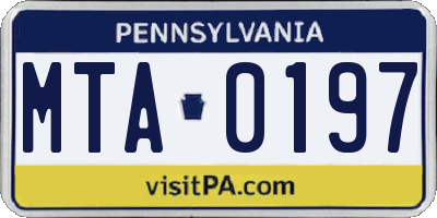 PA license plate MTA0197