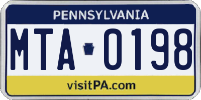 PA license plate MTA0198