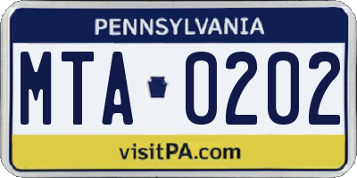 PA license plate MTA0202