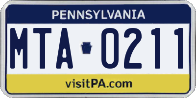 PA license plate MTA0211