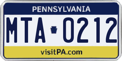 PA license plate MTA0212