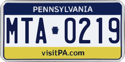 PA license plate MTA0219