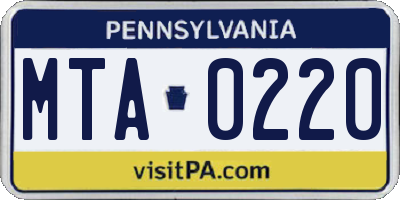 PA license plate MTA0220