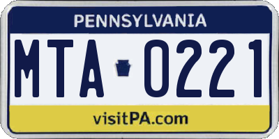 PA license plate MTA0221