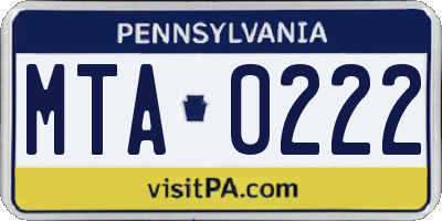 PA license plate MTA0222