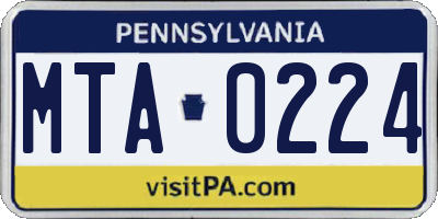 PA license plate MTA0224