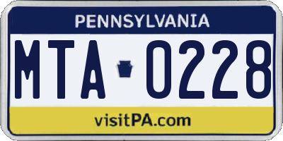 PA license plate MTA0228
