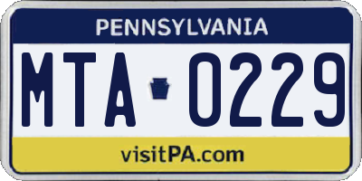 PA license plate MTA0229