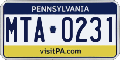 PA license plate MTA0231