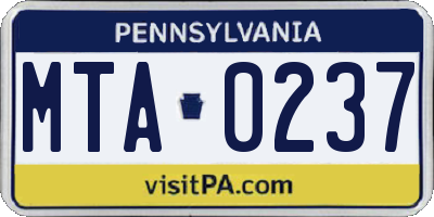 PA license plate MTA0237