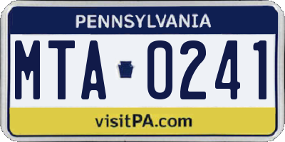 PA license plate MTA0241