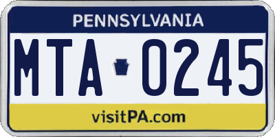 PA license plate MTA0245