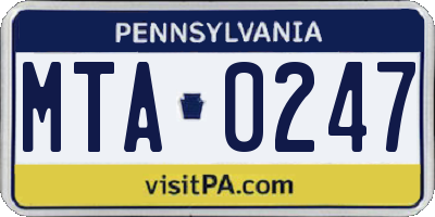 PA license plate MTA0247