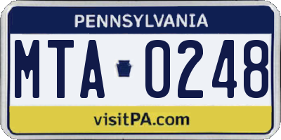 PA license plate MTA0248