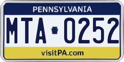 PA license plate MTA0252