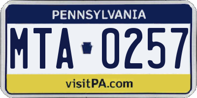 PA license plate MTA0257