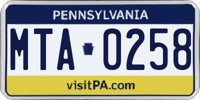 PA license plate MTA0258
