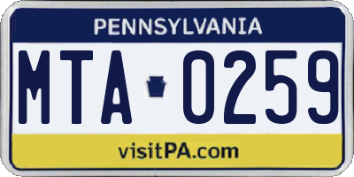 PA license plate MTA0259