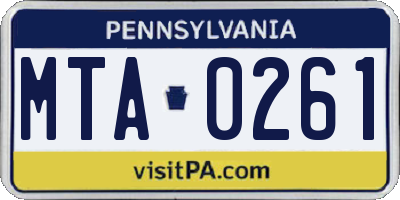 PA license plate MTA0261
