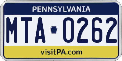 PA license plate MTA0262