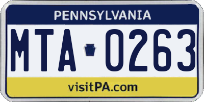 PA license plate MTA0263