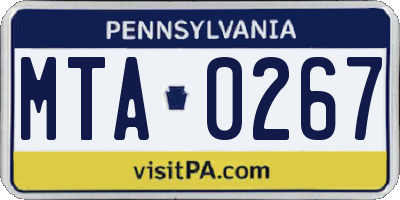 PA license plate MTA0267