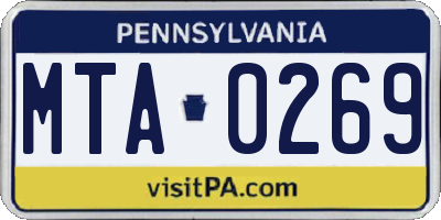 PA license plate MTA0269