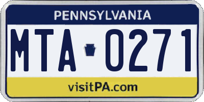 PA license plate MTA0271