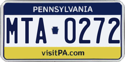 PA license plate MTA0272